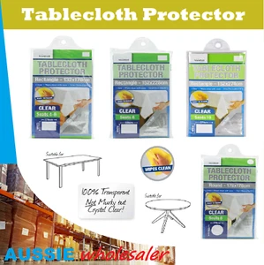 AU rectangle round 4 sizes Transparent Plastic Tablecloth Protector PVC Dining - Picture 1 of 6