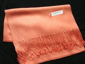 NEW Pashmina Fall Spring Scarf Scarves Silk Bright Orange Solid Shawl Wrap Range - Foto 1 di 3