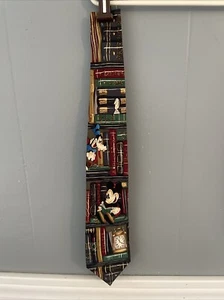 Altas Design Disney Mens Tie One Size Mickey Mouse Library 100% Silk Vintage - Picture 1 of 3