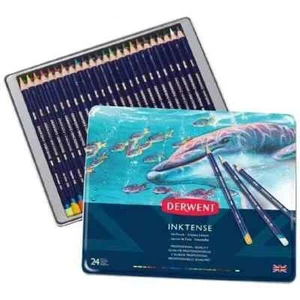 24 Colours Derwent INKTENSE Watercolour Pencils in Tin Art Adult Colouring Books - Picture 1 of 3