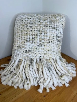 West Elm Marled Basketweave Throw, 50 x 60 ", White - Image 1 of 4