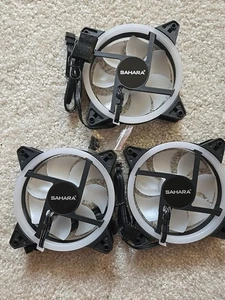 3 New Sahara Computer PC Fan 120mm White & Black New - Afbeelding 1 van 1