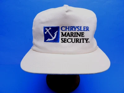 VTG CHRYSLER MARINE SECURITY HAT CAP WHITE HEMI COMMODORE MOPAR CHRIS CRAFT USA - Изображение 1 из 4