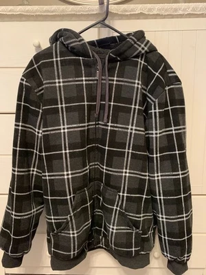 Chaqueta acolchada con capucha a cuadros negra gris OLD SKOOL para hombre talla XL Foto 1 de 3