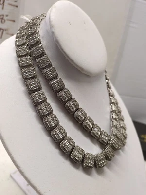 Collar de cadena de eslabones cuadrados de MOISSANITA 925 de ley Big Boy Iced Out Harlem Bling Foto 1 de 4