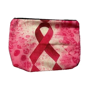 NEW Zipper Pouch Bag makeup first aid etc pink ribbon cancer awareness - Picture 1 of 4