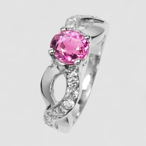Gorgeous Pink Tourmaline 925 Sterling Silver Finish Fine Jewelry Rings Size 7.25 - Picture 1 of 9