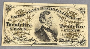 US 25c Signed Fractional Currency Greenback Note H - Picture 1 of 12