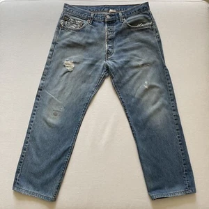 Vintage Levis 501 Jeans 34x30 Fits 34x27 Button Fly Fade Distressed Whiskers Y2K - Picture 1 of 19
