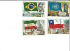 1956 Topps Flags of the World: #2,IRAN; 42,BRAZIL, 69,CHILE, 80,UNITED NATIONS: 