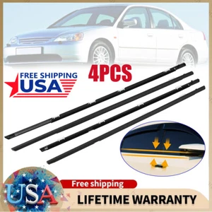 4PCS Door Weather Strip Window Belt Seal Molding Trim for 2001-2005 Honda Civic - Picture 1 of 14