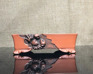 Unique Bonsai tree pot, Ceramic pot, crab & brick wall sculpture, size 5.2" - Picture 1 of 10