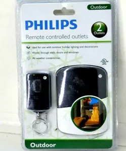 New Philips Remote Controlled Outlets Outdoor 2 Outlets - Picture 1 of 1