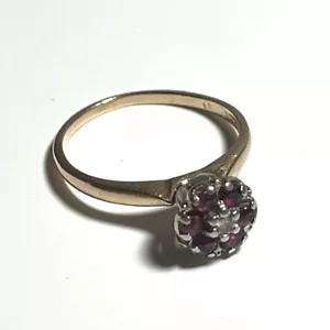 Anillo solitario vintage de oro amarillo de 14 quilates con rubí y diamantes talla 5,75 ¡Hermoso! - Imagen 1 de 13