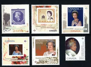 QUEEN = DIAMOND Jubilee = Set of 6 stamps from Souvenir Sheets Canada 2012 MNH - Bild 1 von 1
