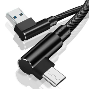 Braided Right Angle Micro USB Fast Data Cable For Galaxy J8 J5 J3 A3 S7 S6 Edge - Picture 1 of 24