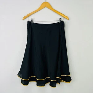 Falda Ralph Lauren LRL 100 % Seda Negra Dorada Para Mujer M Pull On Clásica Dinero Antiguo - Imagen 1 de 9
