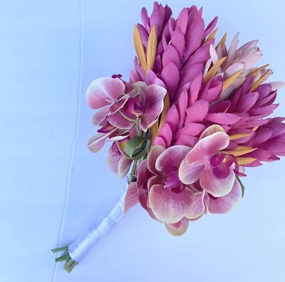 Ramo de boda ramo tropical ramo hawaiano orquídeas isla ramo Foto 1 de 4