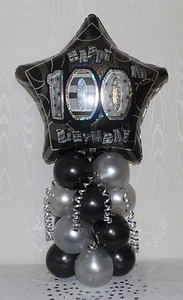 100° COMPLEANNO - ETÀ 100 - UOMO/DONNA - DISPLAY PALLONCINO IN LAMINA - CENTROTAVOLA - Foto 1 di 7