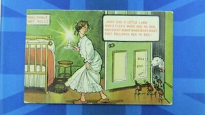 Vintage Comic Postcard 1908 Bed Bugs MARY HAD LITTLE LAMB WHO'S FLEAS WERE RED - Picture 1 of 2