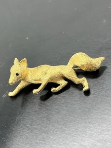 Vintage Fuchs Brosche Swarovski Kristall Augen 2" gemarkt Dorlan in Bewegung goldfarben - Bild 1 von 5