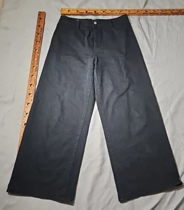 Jeans filo universale donna 12 nero denim marinaio gamba larga pantaloni alti - Foto 1 di 14