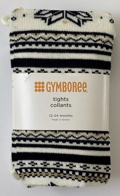 Medias Gymboree Bebé Niñas Fair Isle Talla 12-24 Meses Azul Marino Dorado Crema Brillo Foto 1 de 2