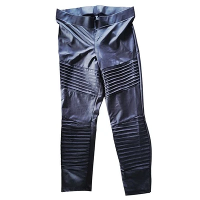 Leggings Torrid 2 Imitación Cuero Moto Panel Acanalado Talla Grande 2X Negros Foto 1 de 4