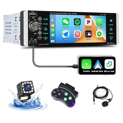 1 Din Autoradio mit 5,1 Zoll Touchscreen Bluetooth FM Mirror Link für Smartphone - Bild 1 von 4