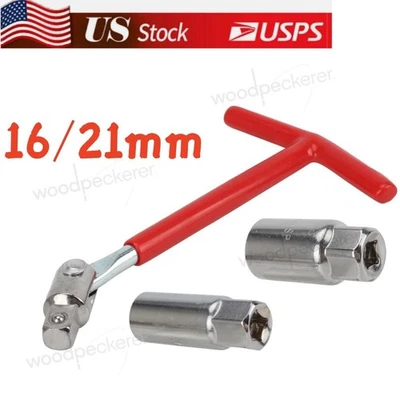 Herramienta de extracción de bujías 16 mm y 21 mm mango en T llave flexible juego de llaves de vaso Foto 1 de 4