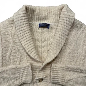Cárdigan Pendleton De Colección Para Mujer’s M Crema Lana Chal Cuello Grueso Tejido con Cable Años 60 - Imagen 1 de 6