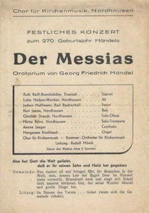 DDR Nordhausen 1955 Programm Der Messias zum 270. Geburtsjahr G.F. Händel - Bild 1 von 3