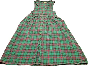 Vintage Woolrich Damen Kleid ärmellos mittelgrün kariert 100% Baumwolle - Bild 1 von 9