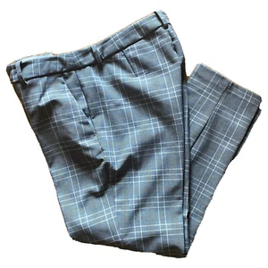 Women’s H&M Pants Slacks Plaid Grey US 14 EUR 44 Poly Viscose Zipper Pockets EUC - Picture 1 of 6