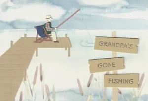 PAPYRUS GRANDPA FATHER'S DAY CARD NEW - GRANDPA'S GONE FISHING CARD - Picture 1 of 2