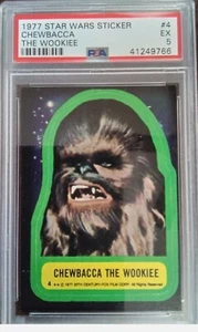 1977 STAR WARS STICKERS #4 CHEWBACCA THE WOOKIE EX-MT PSA 5 vtg 20th Century fox - Picture 1 of 2