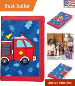 Firetruck Cartoon Trifold Kids Wallet with RFID Protection & Coin Pocket - Picture 1 of 10