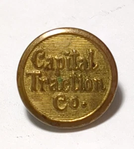 Vintage Button Capital Traction Co. 'Superior Quality' Waterbury Brass Shank - Picture 1 of 5