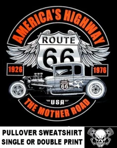 Route 66 Hot Rat Street Rod Coupe Flames Mother Road USA Sweatshirt 566 - Bild 1 von 12