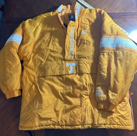 VTG NCAA Tennessee Volunteers STARTER Pull Over 1/2 Zip Jacket Orange XL Mens Cover