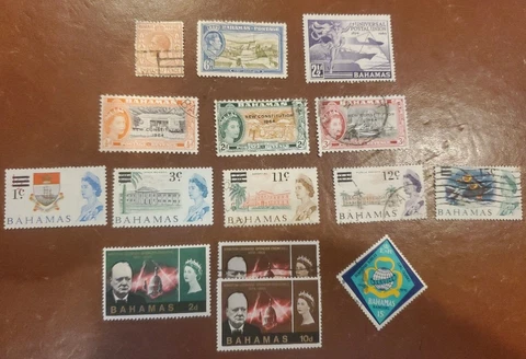 Bahamas 14 stamps mint and used Cover