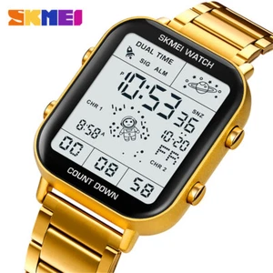 SKMEI Men LED Watch Rectangle Digital Wristwatch Countdown Watch for Boys Girls - Picture 1 of 27