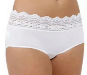 Olga White Lace Top Rear Seam Nylon Hipster Panties sz 10 3XL - Picture 1 of 12