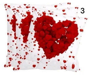 Red Valentine's Heart Print Cushion Cover Without Filler Pillowcase Set Of 3 - Picture 1 of 9