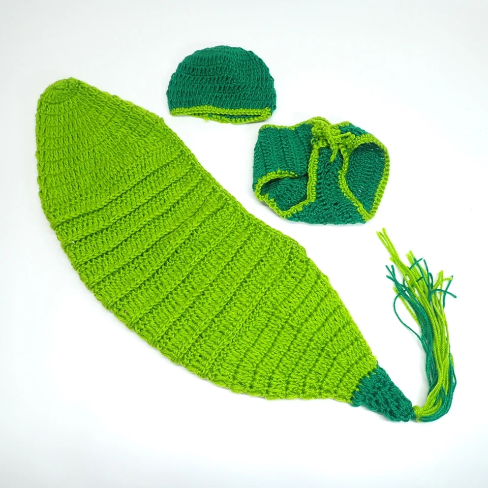 Ganchillo Verde Guisante Cápsula Recién Nacido Infantil Saco de Dormir/Enfermería Cocoon Sombrero Hecho a Mano C7 Foto 1 de 3