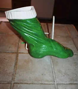 Vintage 12" Ceramic Christmas Stocking Wall Pocket Vase Very Nice Green - Picture 1 of 4