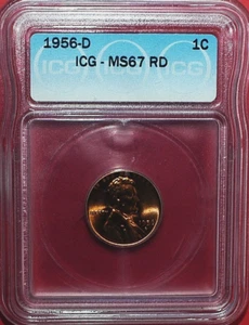 1956 D Lincoln Wheat Cent 1 CENT MS 67 RED - PENNY Inv#P278-2436 - Picture 1 of 4