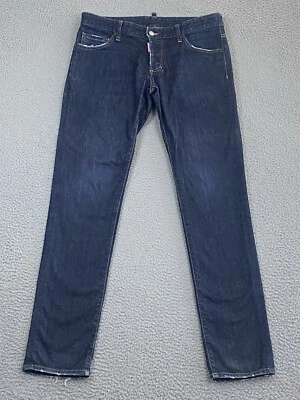 DSQUARED2 Men Slightly Distressed Jeans Size 48 (34 x 33.50) Blue Designer Italy - Image 1 of 4