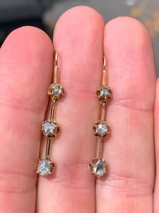 18ct gold diamond rose cut earrings Victorian - Picture 1 of 12