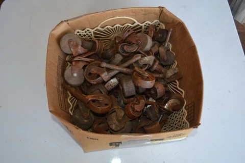 Vintage Antique Caster Wheels Wood Cast Iron Assorted Lot Cover